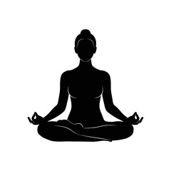 Meditation Yoga Silhouette &ndash; Seated Lotus Pose Mindfulness Vector Icon