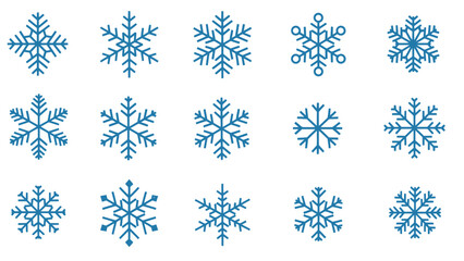 Snowflake Icon Set &ndash; Winter Snow Crystal Weather Vector Collection