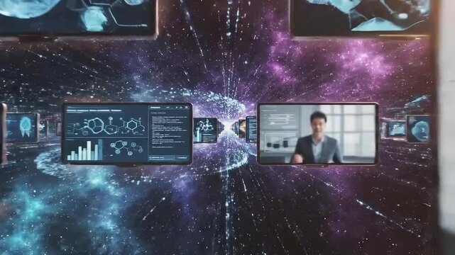 Futuristic Artificial Intelligence Data Network Interface Background