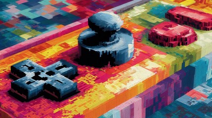 Pixelated Retro Video Game Controller