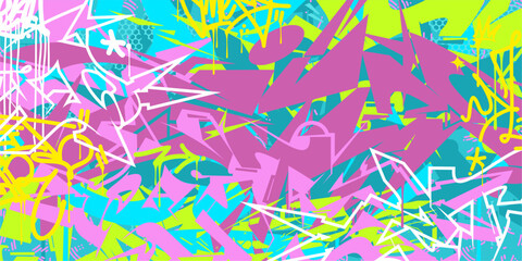 Cool Colorful Abstract Urban Style Hiphop Graffiti Street Art Vector Illustration Background