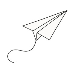 A single continuous line drawing of a paper airplane, elegant and fluid.