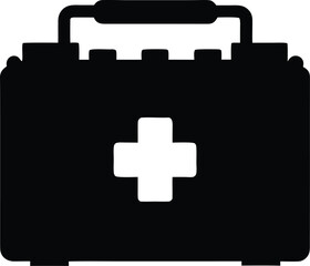 Fototapeta premium first aid kit silhouette vector illustration on transparent background