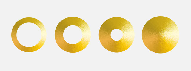 Golden brush splashes create abstract round frames with shimmering metal texture. Premium paint strokes and glitter effects for elegant design backgrounds and borders.