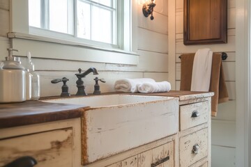  antique accessories. Incorporate a large farmhouse sink, classic hardware, and rustic elements to evoke