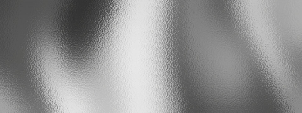 Silver foil texture with gradient shimmer creates an elegant metallic background perfect for luxury design projects and modern digital presentations with glossy reflective surface.