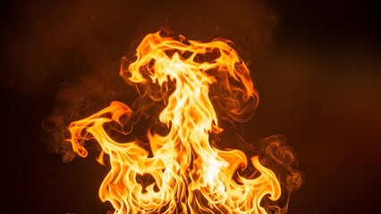 Fototapeta premium Abstract Burning Fire Flame with Dramatic Glow on Dark Background