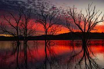 orange sunset over lake