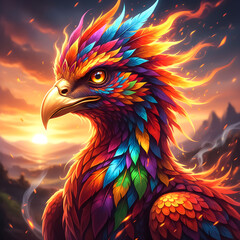 The legendary phoenix bird in all its beauty