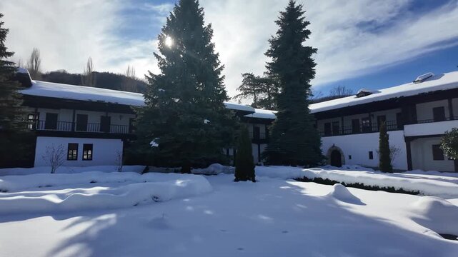 Winter view of Sokolski Monaster, Bulgaria