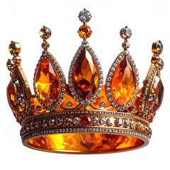 Regal golden crown, adorned with jewels, against a clean white backdrop