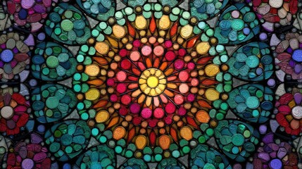 Vibrant stained glass mosaic pattern background