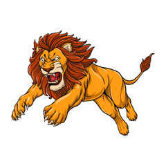 Detailed Colorfull Lion Vector Illustration