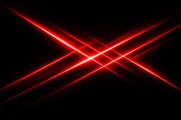 Intersecting red lasers on black background