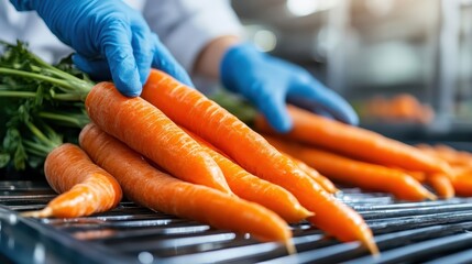 An image of freshly harvested carrots being handled in a professional kitchen setting, emphasizing the importance of quality ingredients for culinary creations and healthy eating.