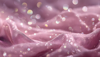 Sparkling pink fabric with bokeh lights in the background, creating a festive and dreamy atmosphere