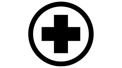 Fototapeta premium A black first aid cross symbol on a white background, simple medical icon