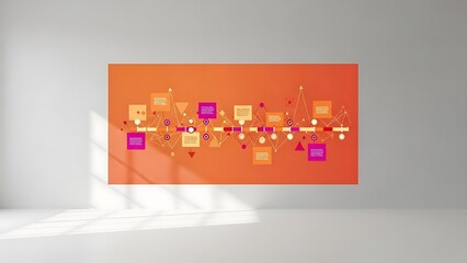 Vibrant infographic design with colorful shapes on orange background