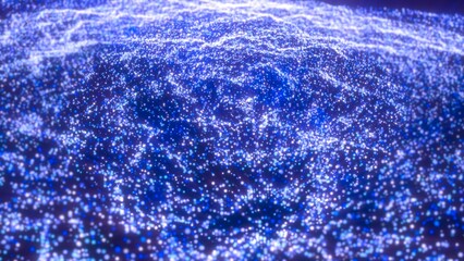 Blue waves from energy particles magical glowing high tech futuristic light dots abstract background