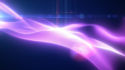 Purple glowing magic waves from energy particles abstract background © Bolbik