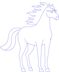 Cool Standing Horse Character Outline for Coloring