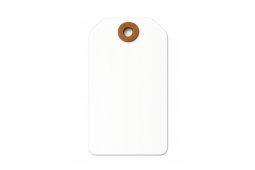 White blank paper price tag with label template hanging, ready for adding new text, information, and messaging