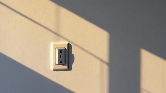 Modern Wall Plate with Shadow Detail - Close-up of an electrical outlet against a textured wall, showcasing clean lines and minimalist design.
