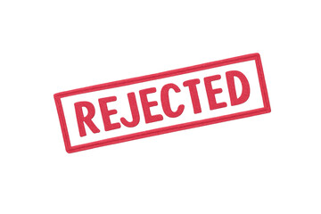 Red rubber stamp indicating rejection, denial, or refusal, representing failure and negative business outcomes on a transparent background
