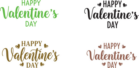 Colorful Happy Valentine's Day typography designs