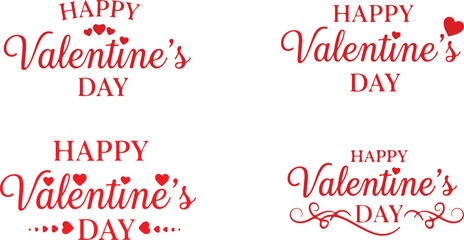 Valentine's Day greeting cards with colorful typography