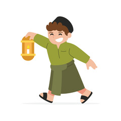 Muslim Girl Giving Eid Gift Character Illustration