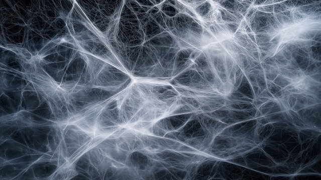 Dense cobweb texture with misty strands. Halloween spooky background concept.