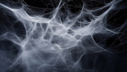Fototapeta premium Abstract cobweb smoke texture on dark background. Halloween spooky concept.