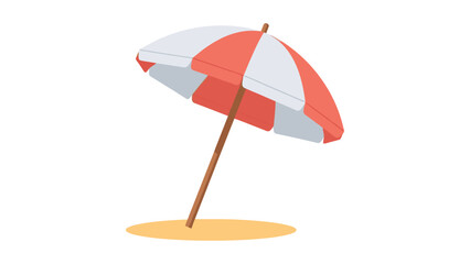 Striped beach umbrella placed in sand illustration