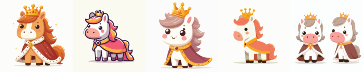 Naklejka premium horse vector in royal costume