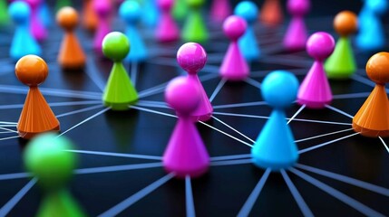 3D colorful nodes representing social networks