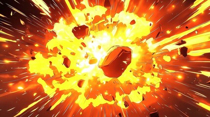 A captivating anime-style illustration featuring a dynamic explosion effect.
