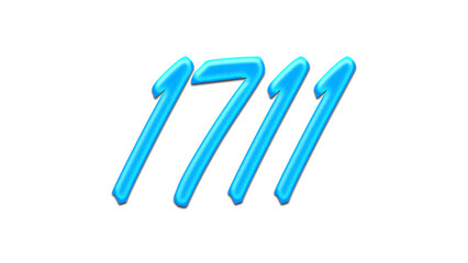 Glowing blue effect of number 1711 on white background.