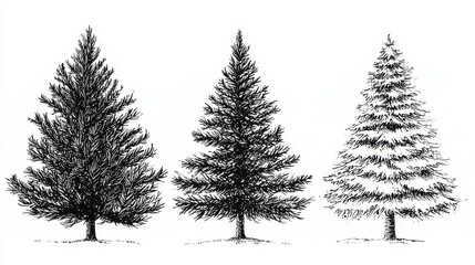 A whimsical sketch of a fir tree perfect for holiday decorations.