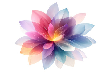 Fototapeta premium Abstract lotus flower art in vibrant colors transparent background image.