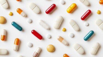 High-resolution top-down view of pharmaceutical capsules.