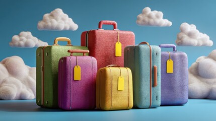 Collection of colorful luggage ready for travel