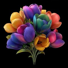 Colorful bouquet of abstract fantasy flowers
