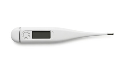 A white digital thermometer on a plain background for medical use