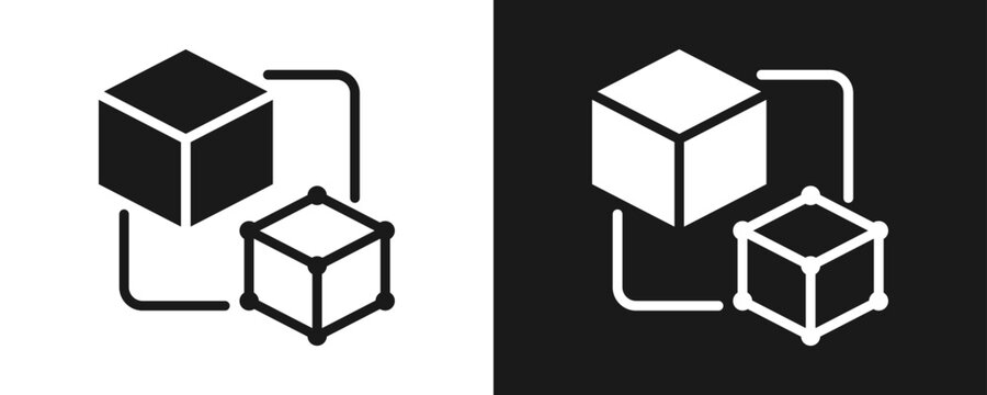 Digital Twin Icon Set Glyph In White And Black Background