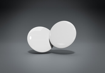 Button badge floating on white Mockup. 3d rendering