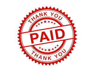 Red paid stamp isolated on transparent background for invoice and payment confirmation