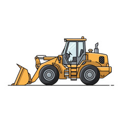 Fototapeta premium Yellow Wheel Loader Construction Vehicle Flat Icon