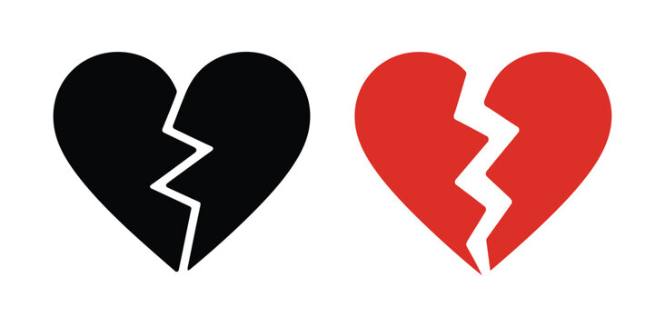 Black and red broken heart icons illustrate concepts of relational separation.