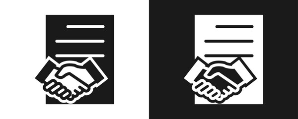 Memorandum Of Understanding Icon Set Glyph In White And Black Background